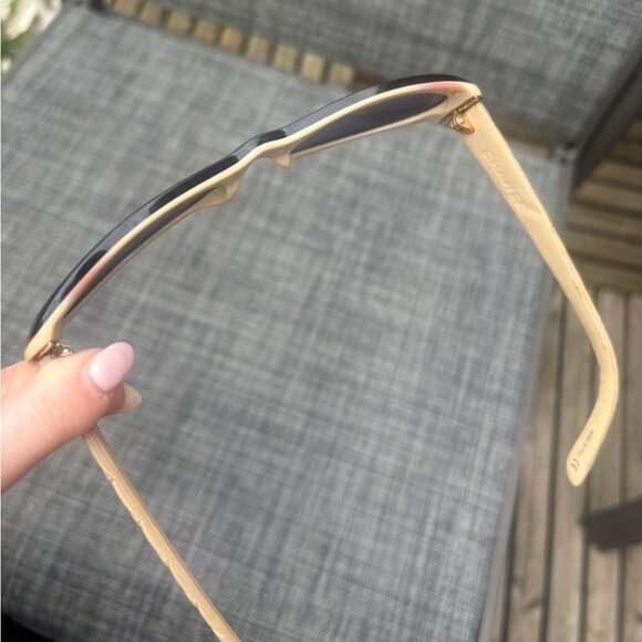 CHANEL 5129-Q 711/13 BROWN WITH BEIGE LEATHER AND BROWN GR LENSES SUNGLASSES - Picture 7 of 16